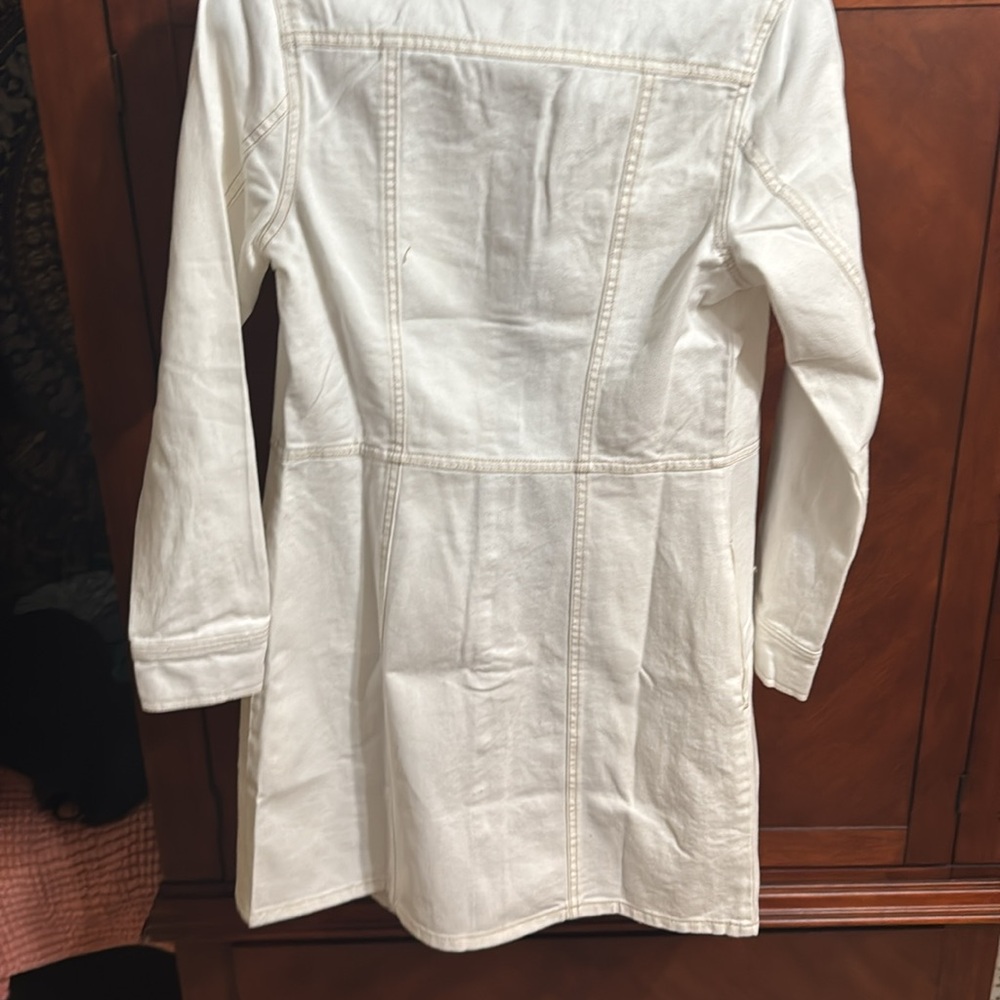NWT Women's Frye White Long Denim Jacket - Picture 5 of 5